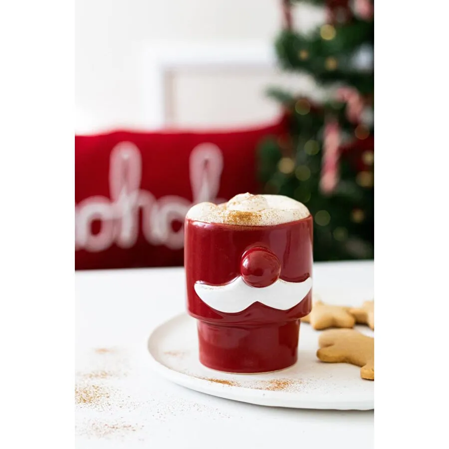 Beige & Stone Yılbaşı Noel Baba Beyaz Bıyıklı Kupa