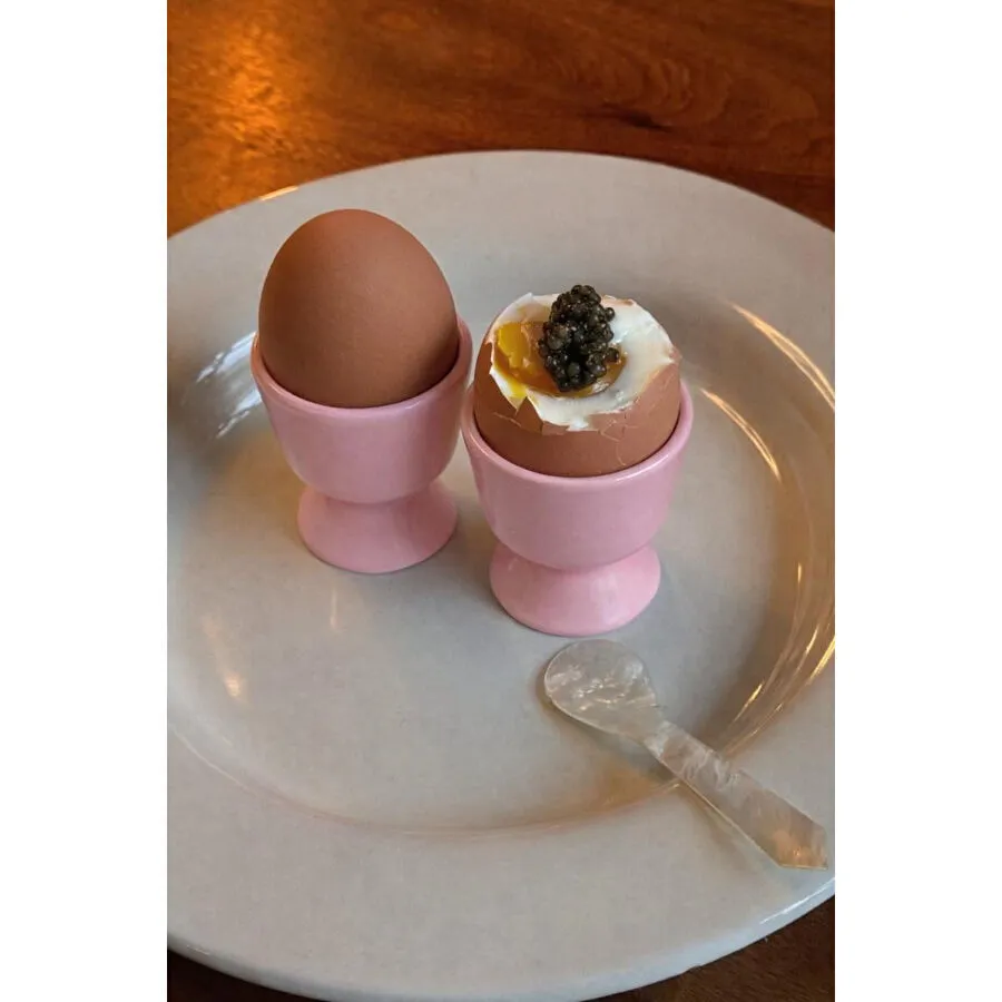 Beige & Stone Seramik Pembe Yumurta Kadehi – 2’li Set