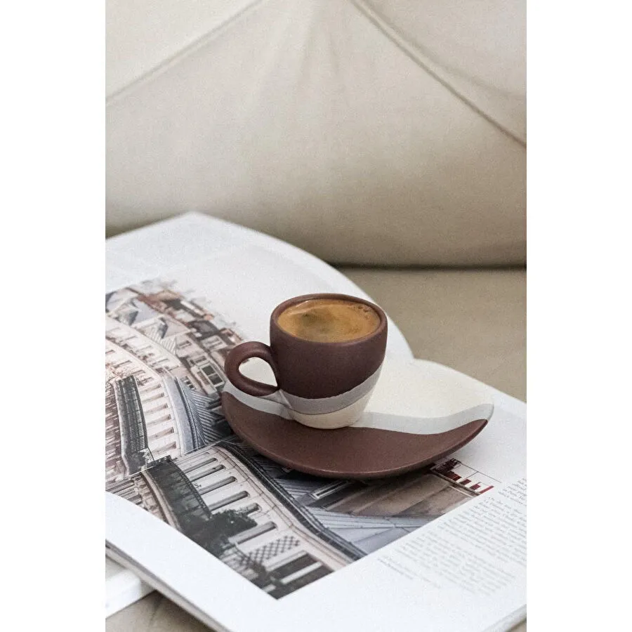 Beige & Stone Naturel Stone Kahve Fincanı Bordo