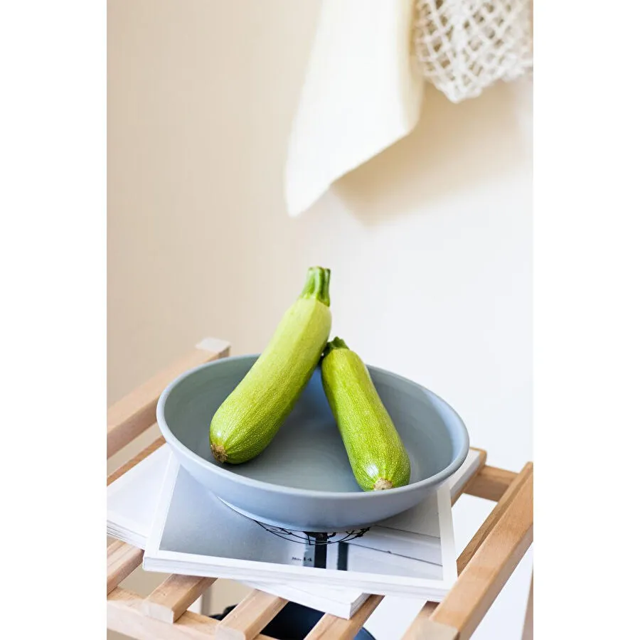 Beige & Stone Natural Stone Spagetti Sunum Seramik Tabak