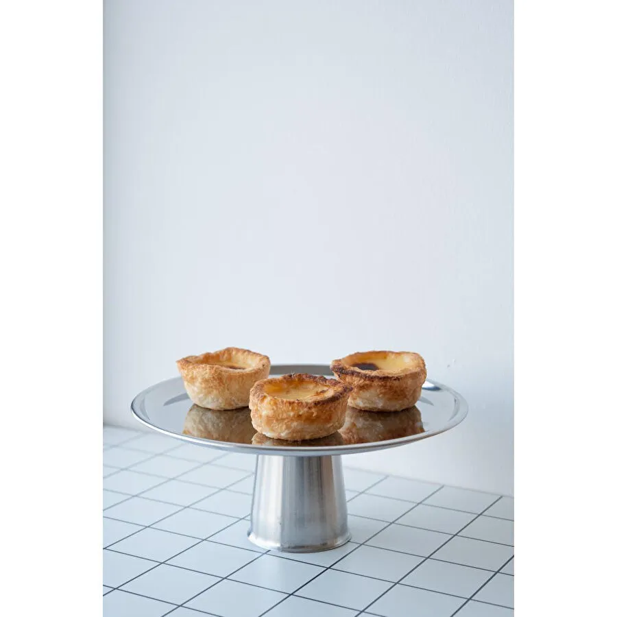 Beige & Stone Metal Ayaklı 23 Cm Tatlı Meyve Servis / Sunum Tabağı