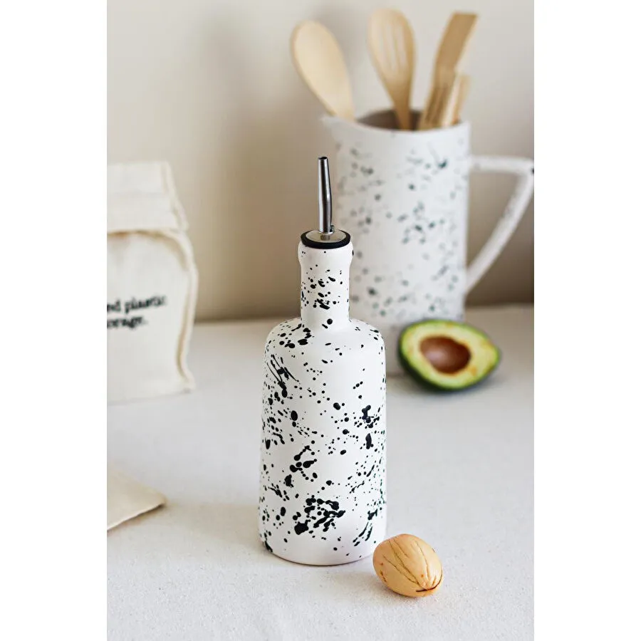 Beige & Stone Benekli Seramik Zeytinyağı Ve Sıvıyağ Şişesi