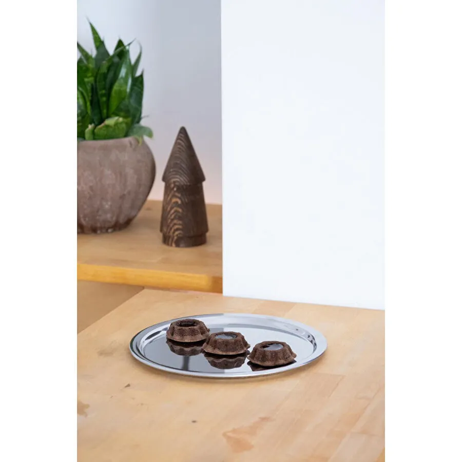 Beige & Stone Metal 23 Cm Tatlı Meyve Servis/sunum Tepsisi