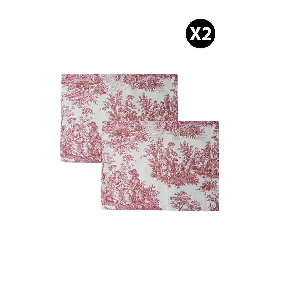 Beige & Stone Bordo Pastoral Desenli Dikdörtgen Amerikan Servis 2'li