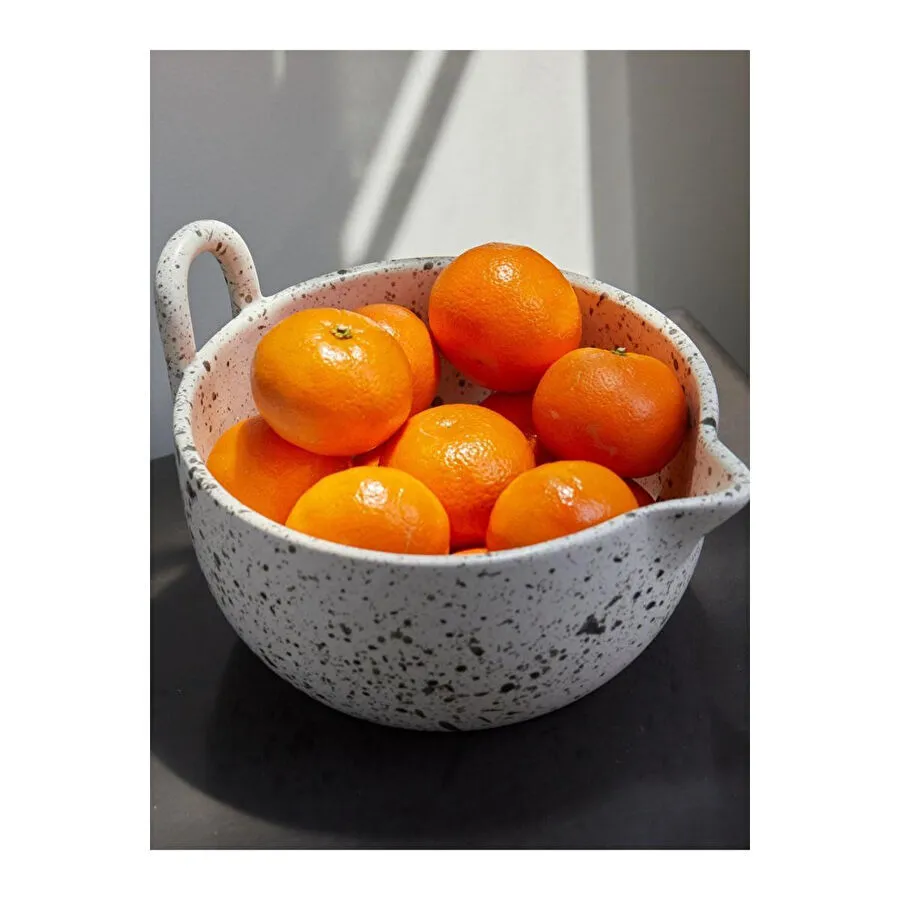 Beige & Stone Seramik Benekli Çırpma Karıştırma Kabı 850 Ml