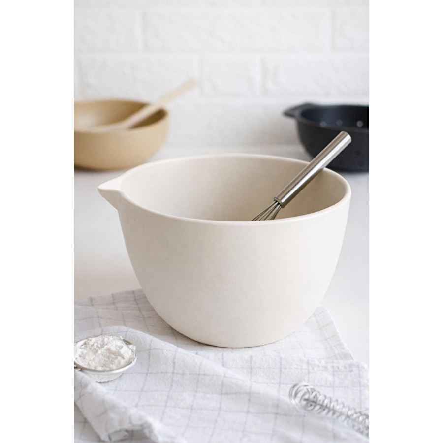 Beige & Stone Seramik Büyük Karıştırma Kasesi – Krem