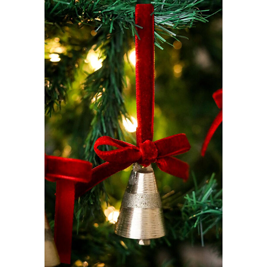 Beige & Stone Yılbaşı Ağacı Süsü Kurdeleli Orta Boy Çan