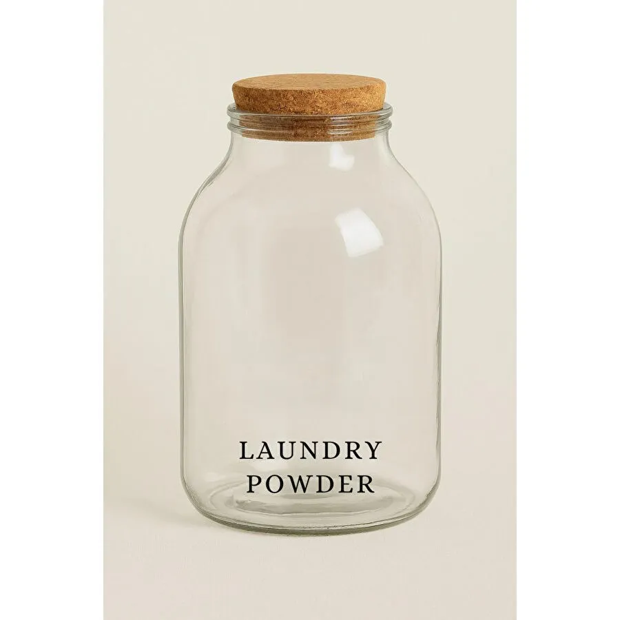 Beige & Stone Cam Toz Deterjan Kavanozu Saklama Kabı