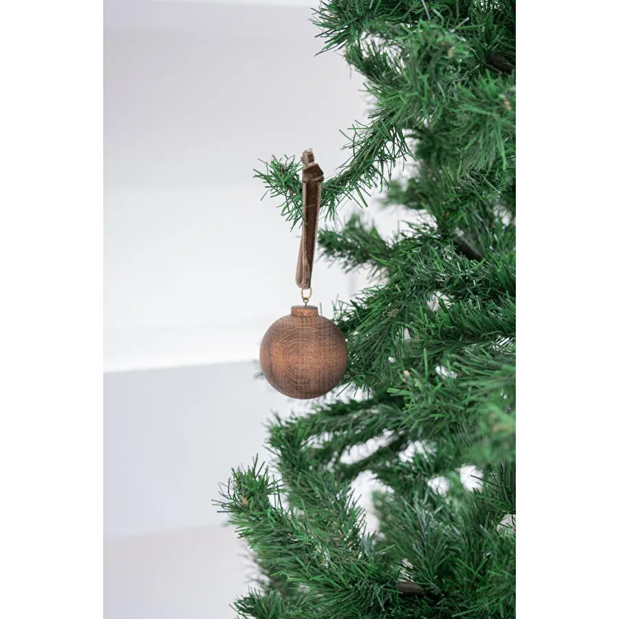 Beige & Stone X Den.ınteriors Yılbaşı Yuvarlak Ahşap Top Noel Ağaç Süsü