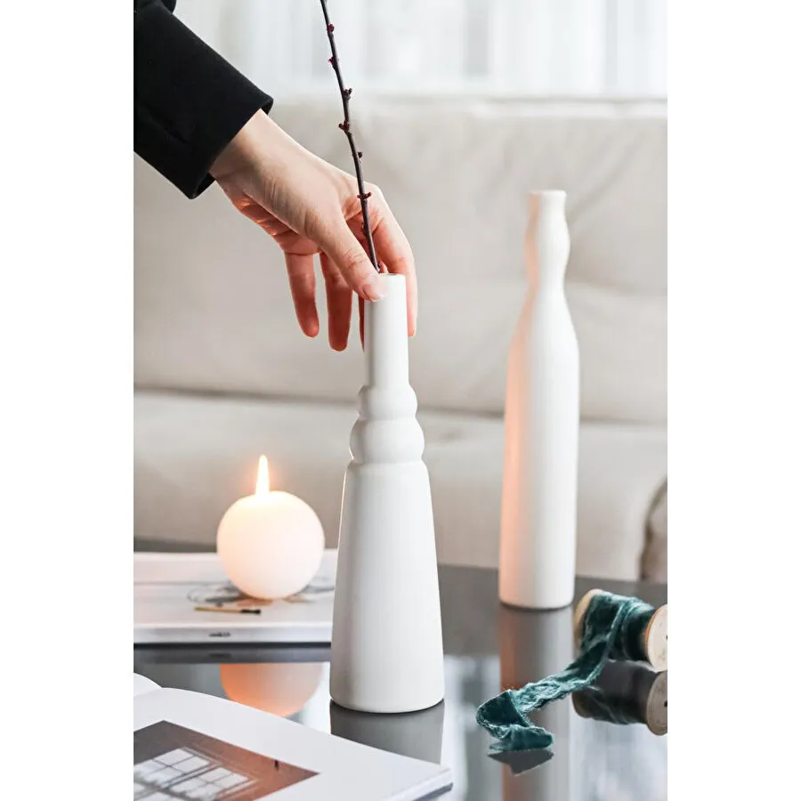 Beige & Stone Morandi Pure S Seramik Vazo Dekoratif Obje