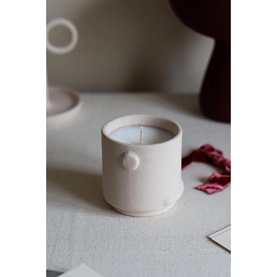 Beige & Stone Dekoratif Amber Kokulu Mum