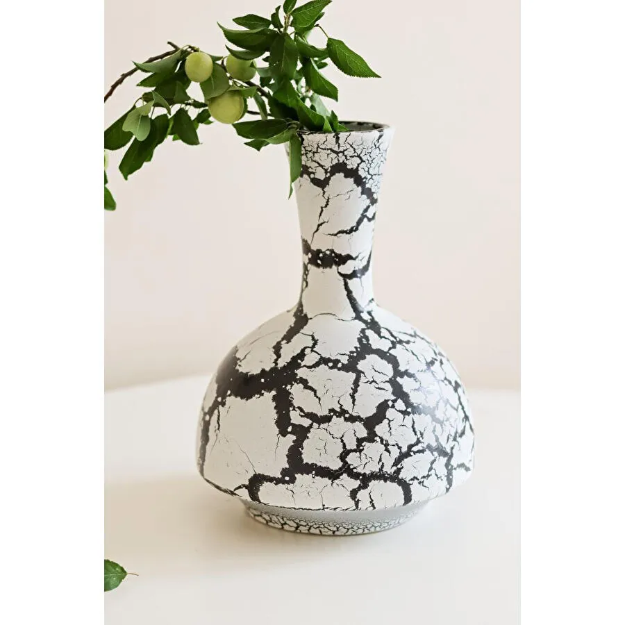 Beige & Stone Odessa Vase Antik Seramik Vazo Dekoratif Obje