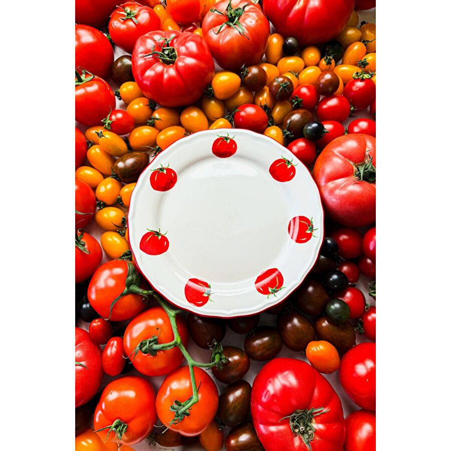Rakle Pomodoro Stoneware 4'lü Pasta Tabağı Seti 21 Cm