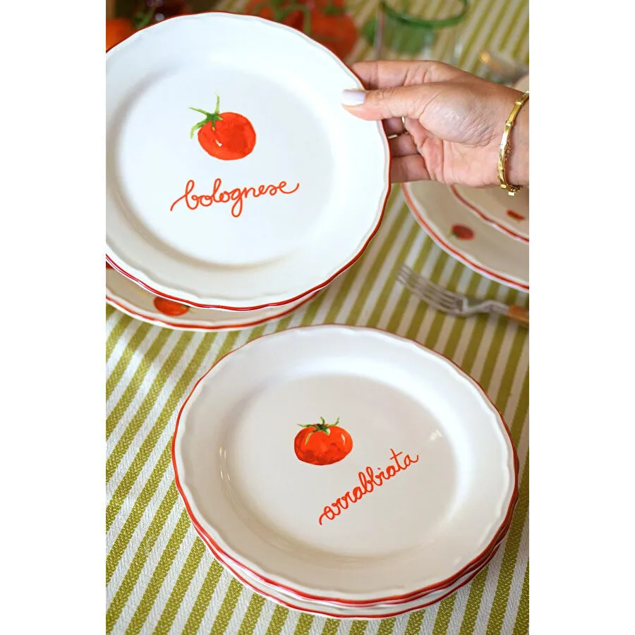 Rakle Pomodoro Stoneware 4'lü Meze Tabağı Seti 21 Cm