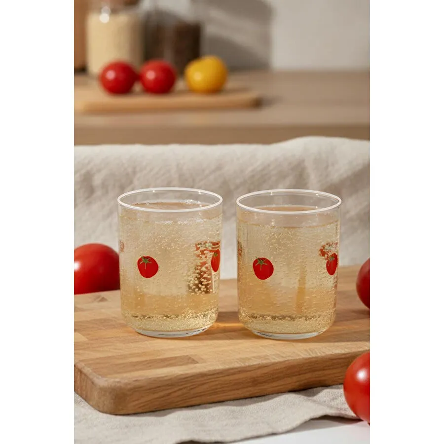 Rakle Pomodoro Desenli 2'li Su Bardağı Seti 350 Cc