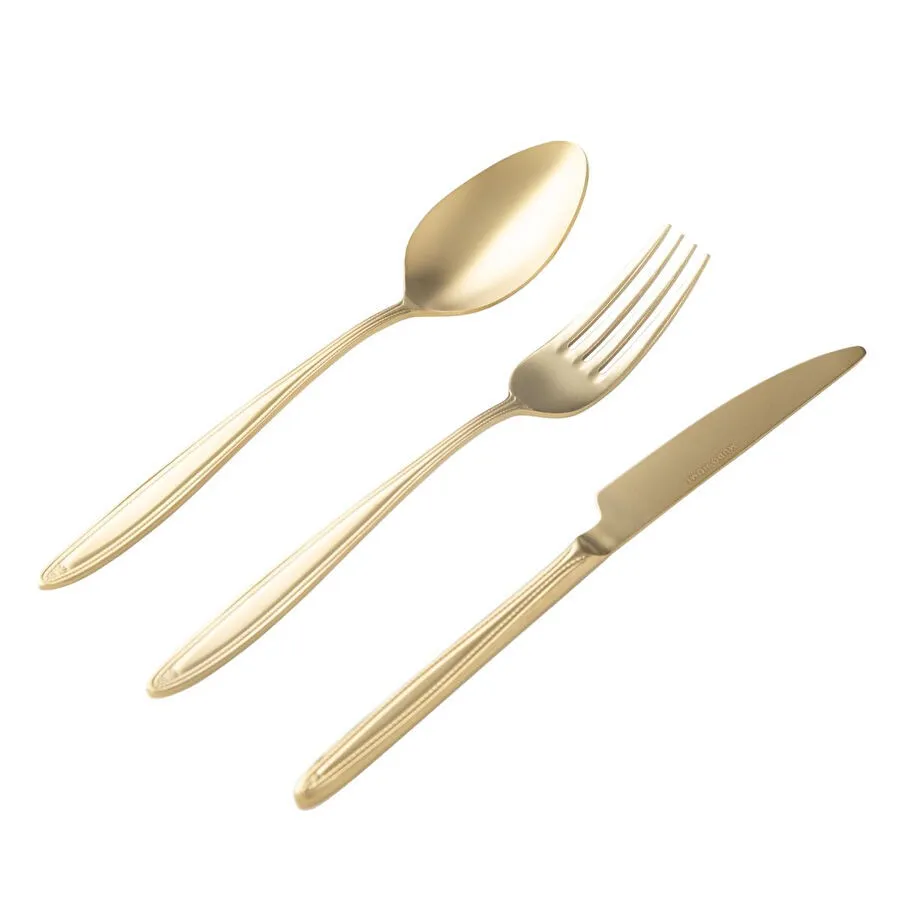 Mudo Home Essen 18 Parça Yemek Çatal Kaşik Biçak Seti̇ Mat Gold