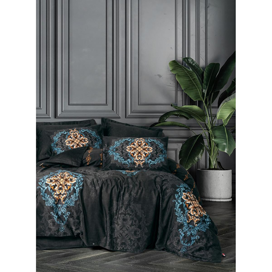 Cotton Box Palace Saten Çift Kişilik Nevresim Takımı Dorhan Siyah