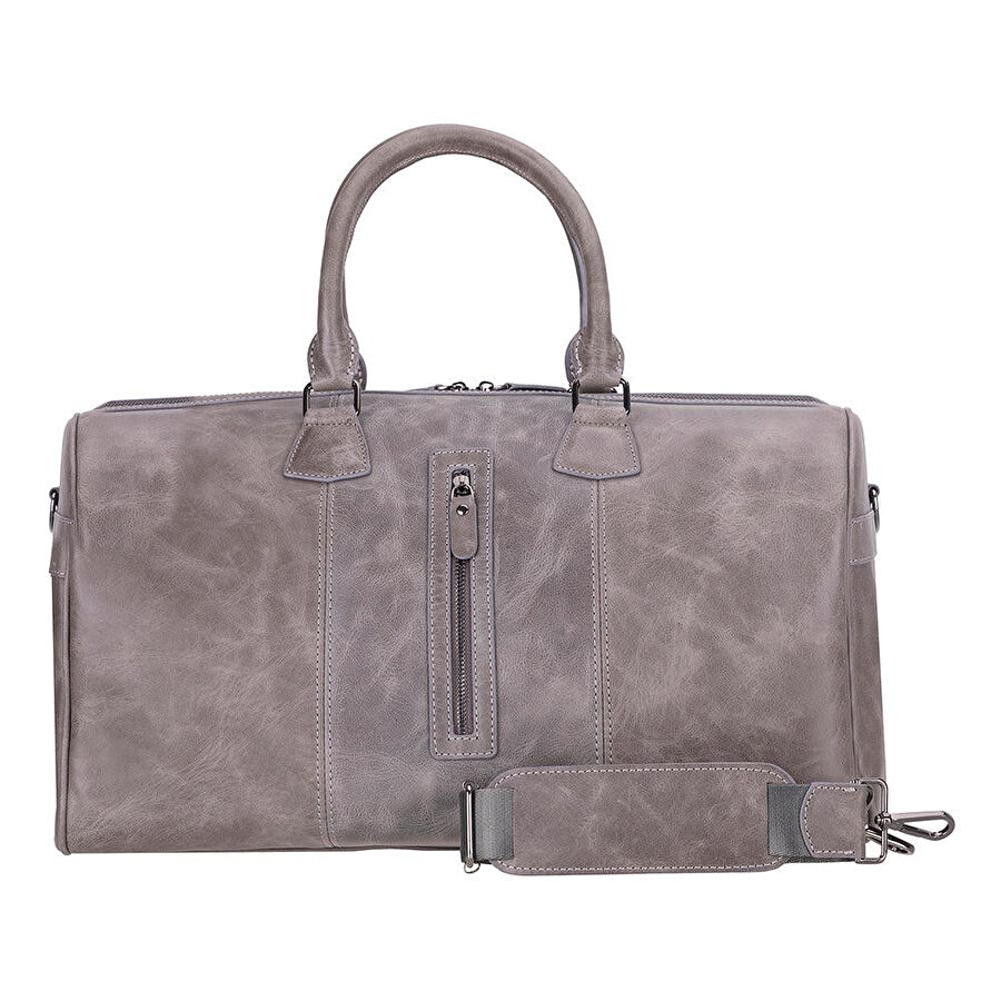 Bloominbag Bloomvoyage Ash Gray Hakiki Deri Duffle Çanta - Kadın Seyahat & Hafta Sonu Çantası