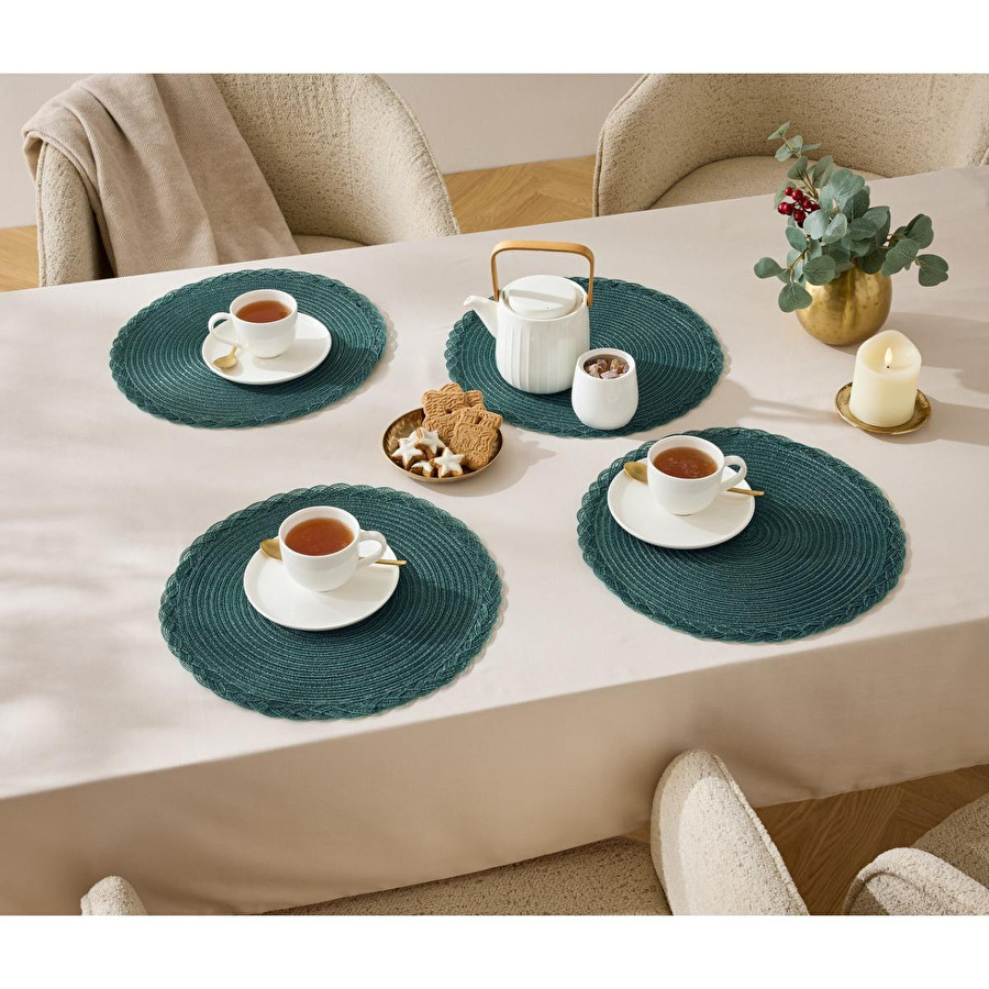 Tchibo Amerikan Servis, 4'lü, Yuvarlak, Yeşil