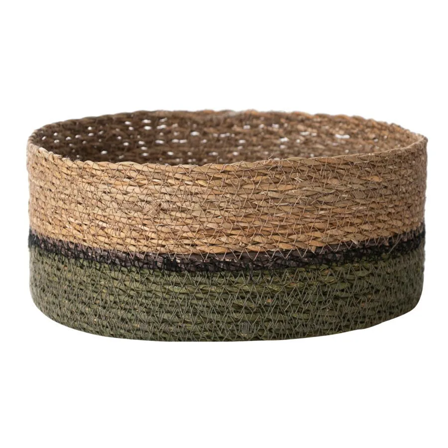 Mudo Home Yeşi̇l Natürel Yuvarlak Düz Sepet L 25 Cm