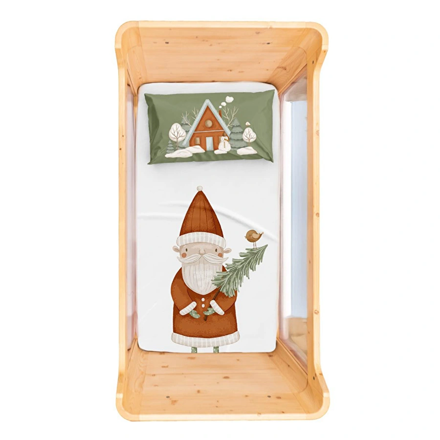 Itsy Bitsy Kids Snowy Pamuk Saten Çok Renkli Bebek Çarşaf Seti 80x140cm