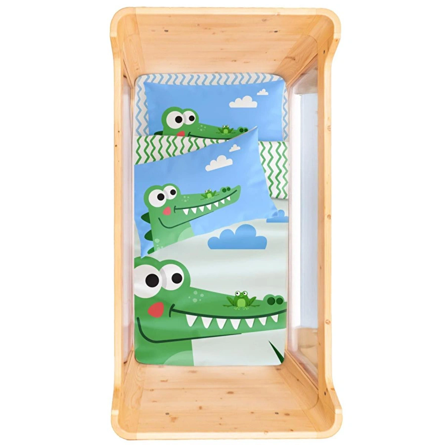 Itsy Bitsy Kids Croc-a-dream Çift Taraflı Pamuk Saten Çok Renkli Bebek Nevresim Seti 100x150cm