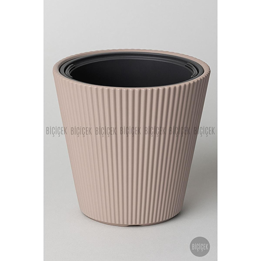 Biçiçek Luna Saksı 37 Cm Ve İç Kova Dahil Kahverengi