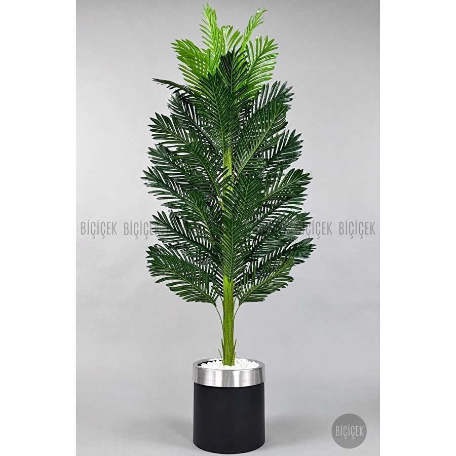 Biçiçek Areka Palmiyesi 150cm Metal Siyah Gümüş Saksıda