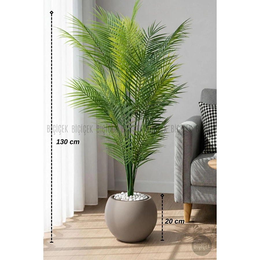 Biçiçek Areka Ağaci 24 Yaprakli 130 Cm Küre Saksida Kahverengi
