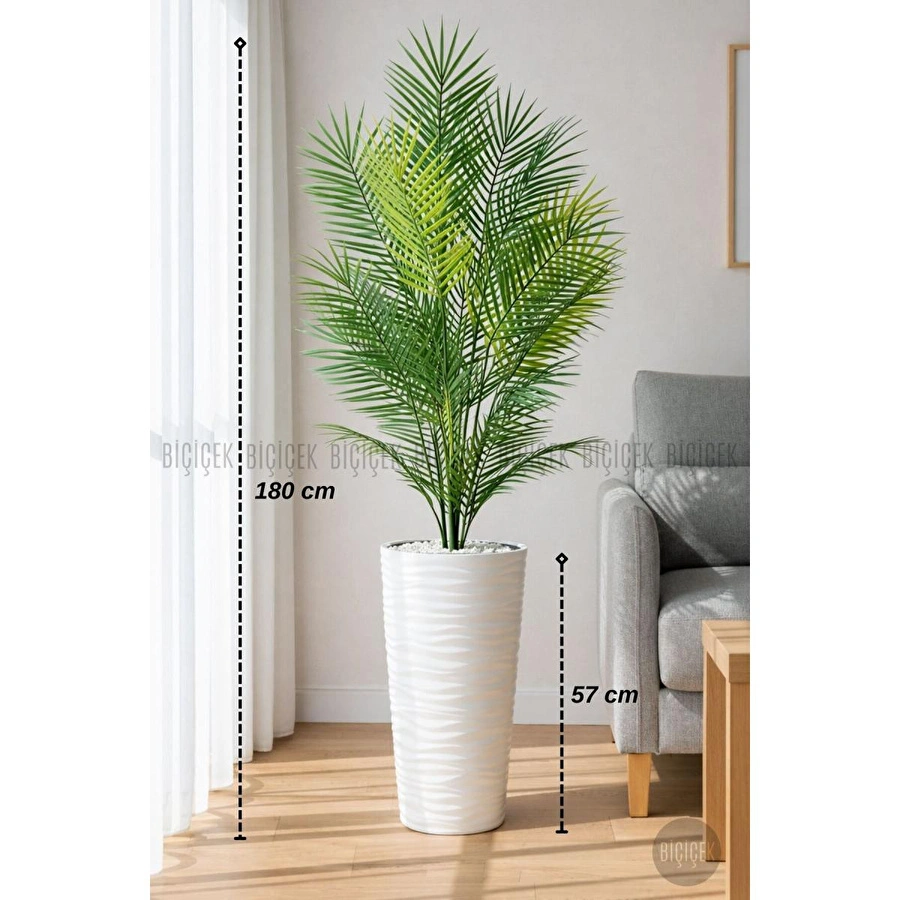 Biçiçek 180 Cm Areka Ağaci 24 Yaprakli Li̇lyum Saksida Beyaz