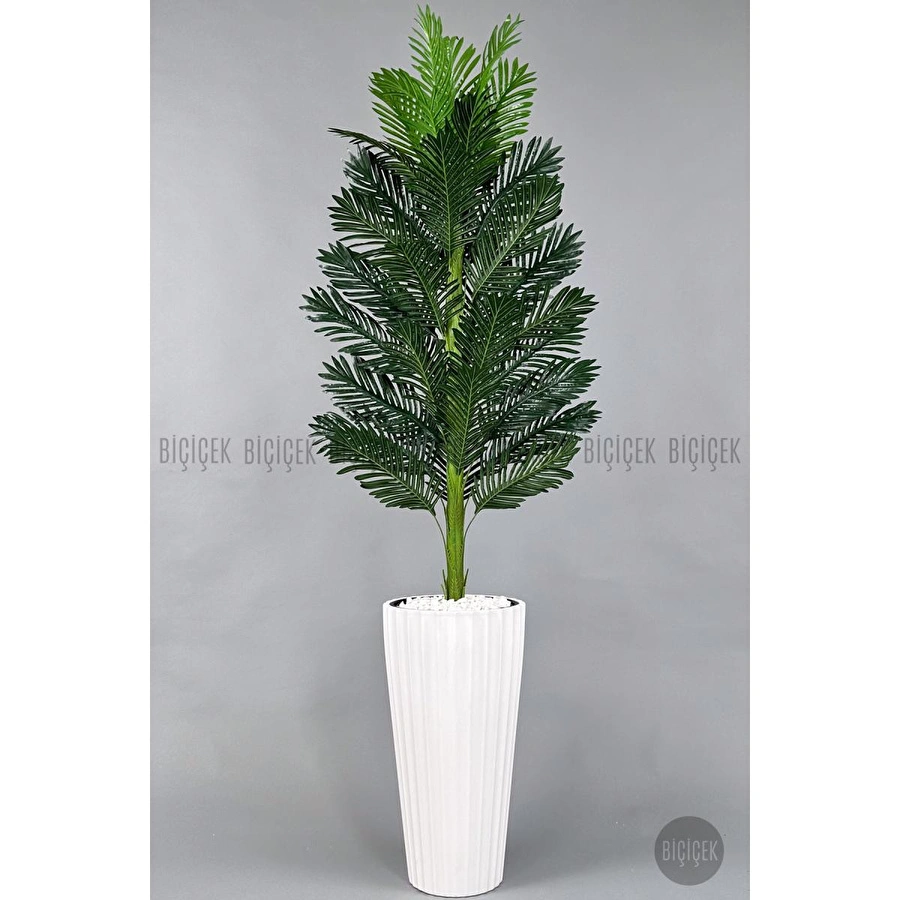 Biçiçek Yapay Areka Ağacı Büyük Boy Palmiye Ağacı Dekoratif Kumsal Beyaz Renk Saksıda
