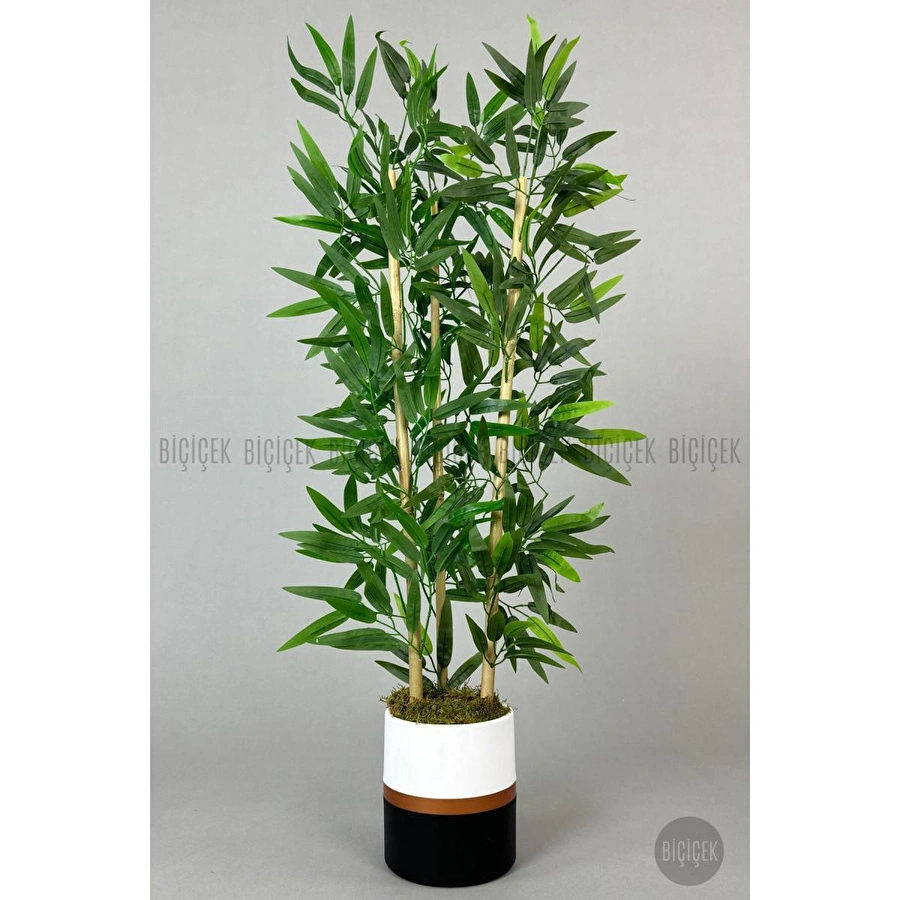 Biçiçek Yapay Bambu Ağacı 100cm Lux Saksı Siyah-bronz