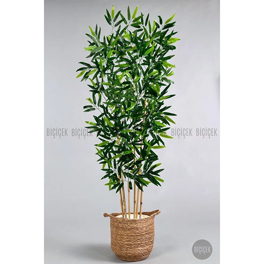 Biçiçek Yapay Bambu Ağacı 6 Dallı 150 Cm Yoğun Yapraklı Hasır1
