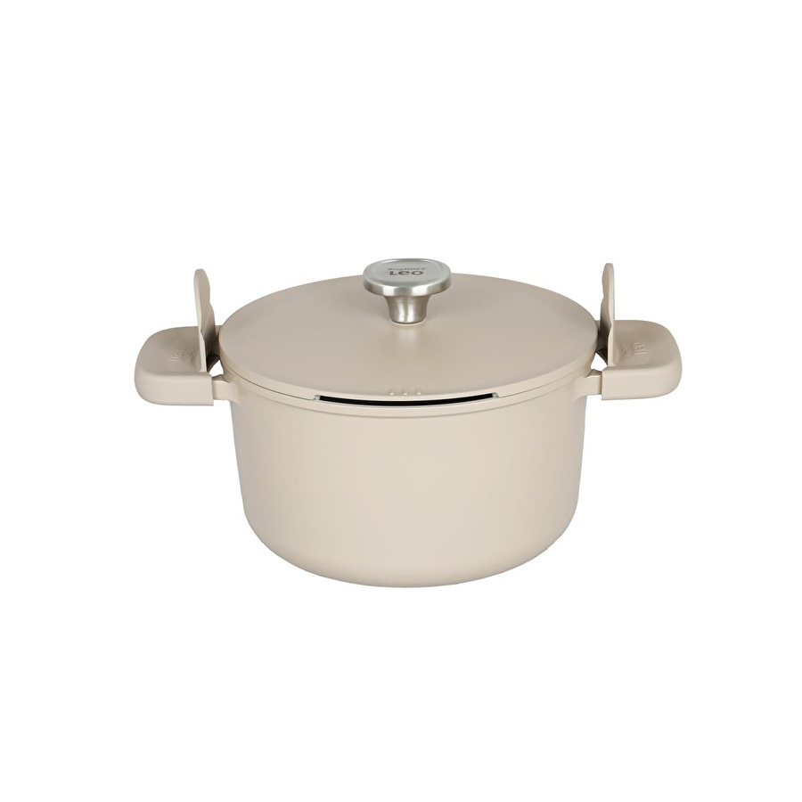 Berghoff 1+1 Hediye Leo Phantom Kapakli Yapişmaz Derin Tencere 24 Cm Latte