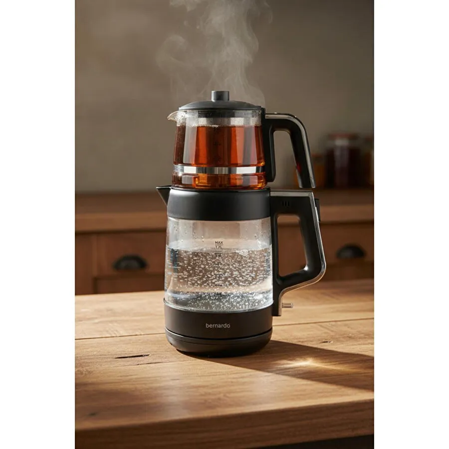 Bernardo Napoli Cam Demlikli Çay Makinesi Siyah