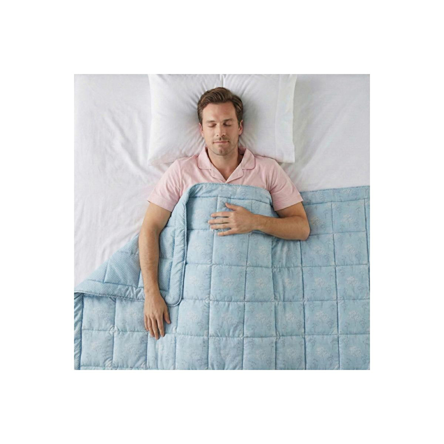 Othello Kullanımı Kolay Çift Kişilik Yorgan 195x215 Cm Mavi - Dormio Bloom Serisi