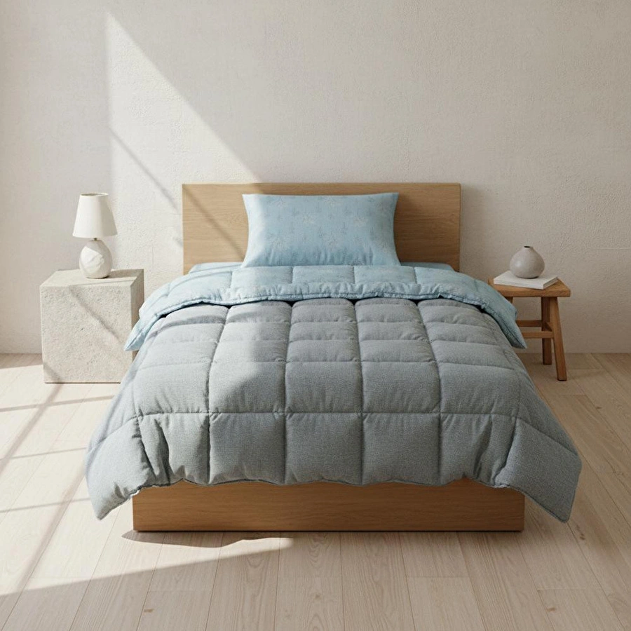 Othello Tek Kişilik Çift Taraflı Welsoft Comforter Yorgan Seti Mavi 155x215 Cm - Dormio Soft Bloom Serisi