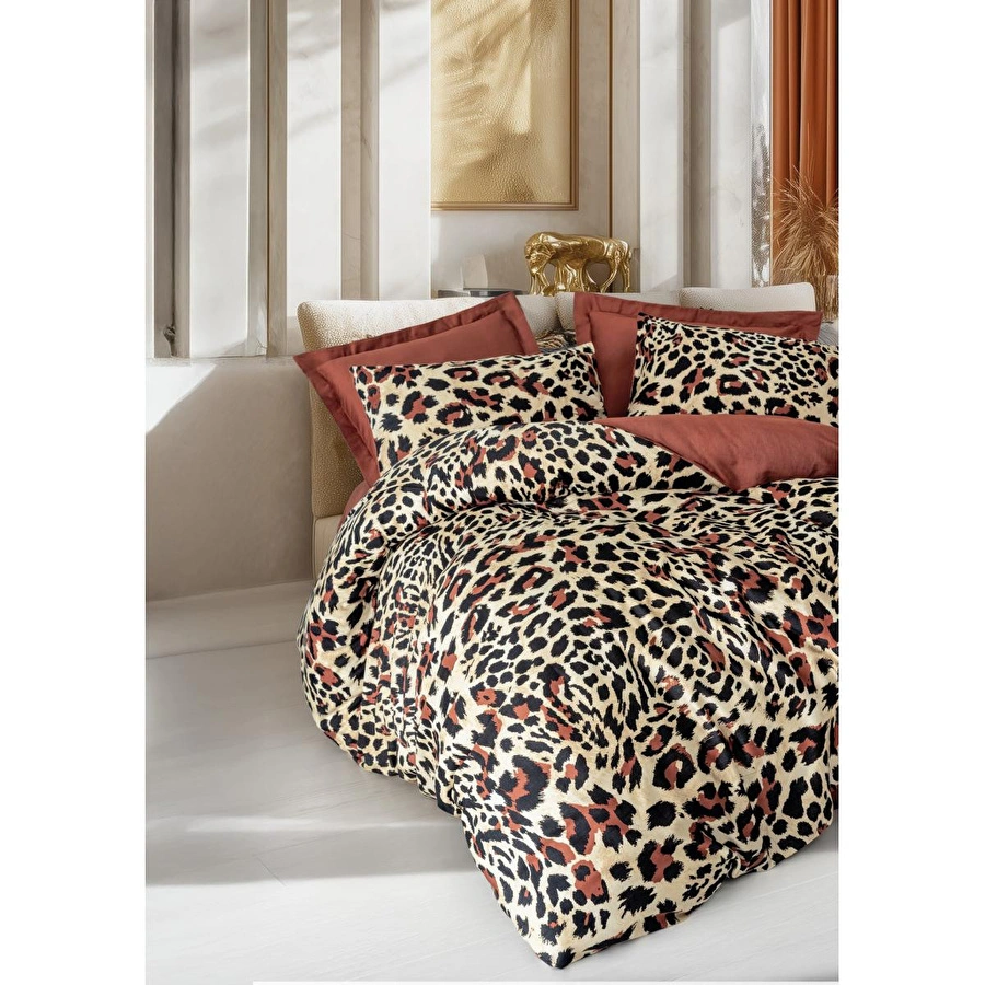 Cotton Box Saten Çift Kişilik Nevresim Takımı Leoluxe Kiremit