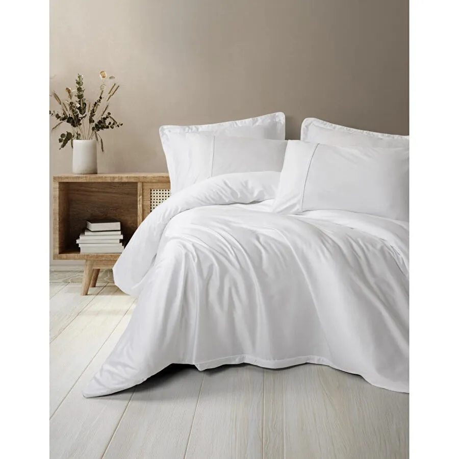 Cotton Box Silky Saten Çift Kişilik Nevresim Takımı Beyaz
