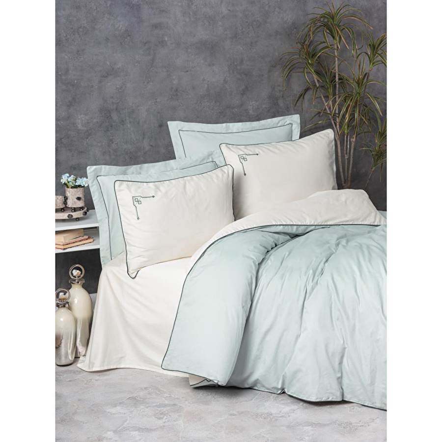 Cotton Box Elite Saten Çift Kişilik Nevresim Takımı Vanko Mint