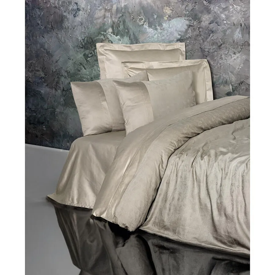 Cotton Box Jakarlı Saten Çift Kişilik Nevresim Takımı Demure Vizon