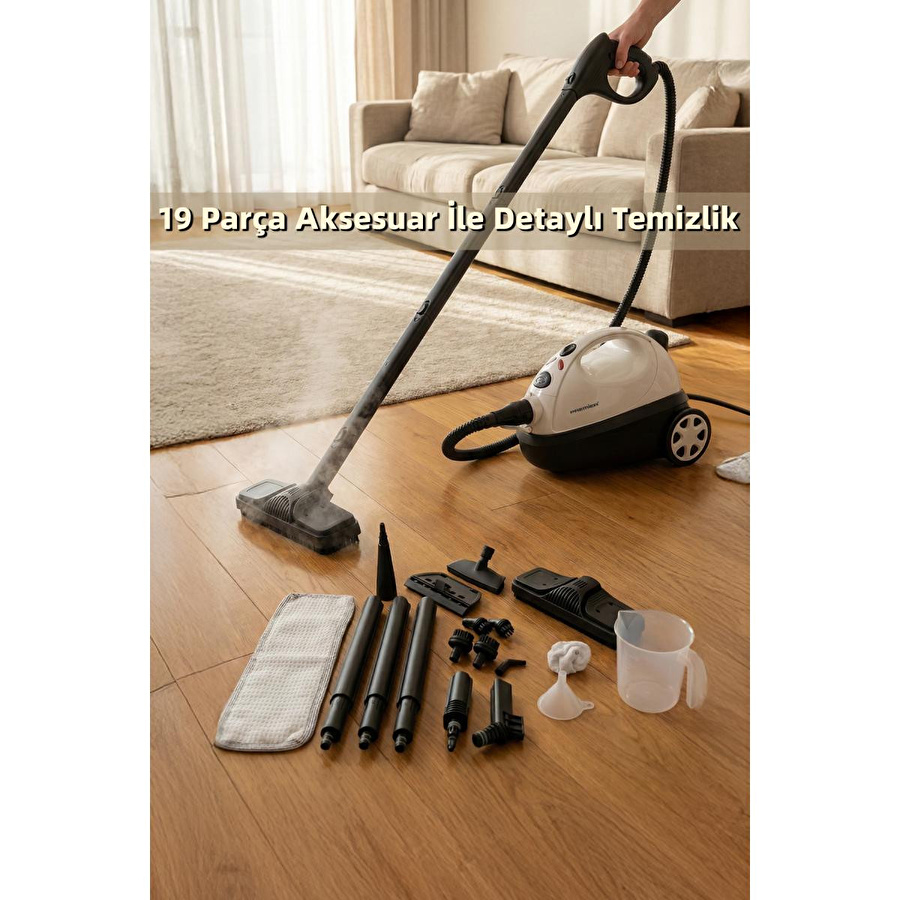 Premier Psc 228 Çok Fonksiyonlu Buharlı Temizlik Makinesi 1200 Ml Geniş Hazne Ve Zengin Aksesuar Seti