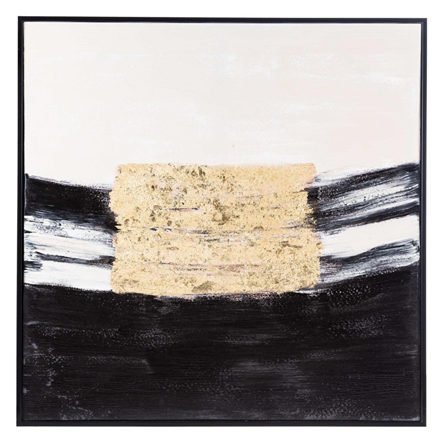 Mudo Home Golden Abstract Çerçeveli̇ Yağli Boya 100x100cm