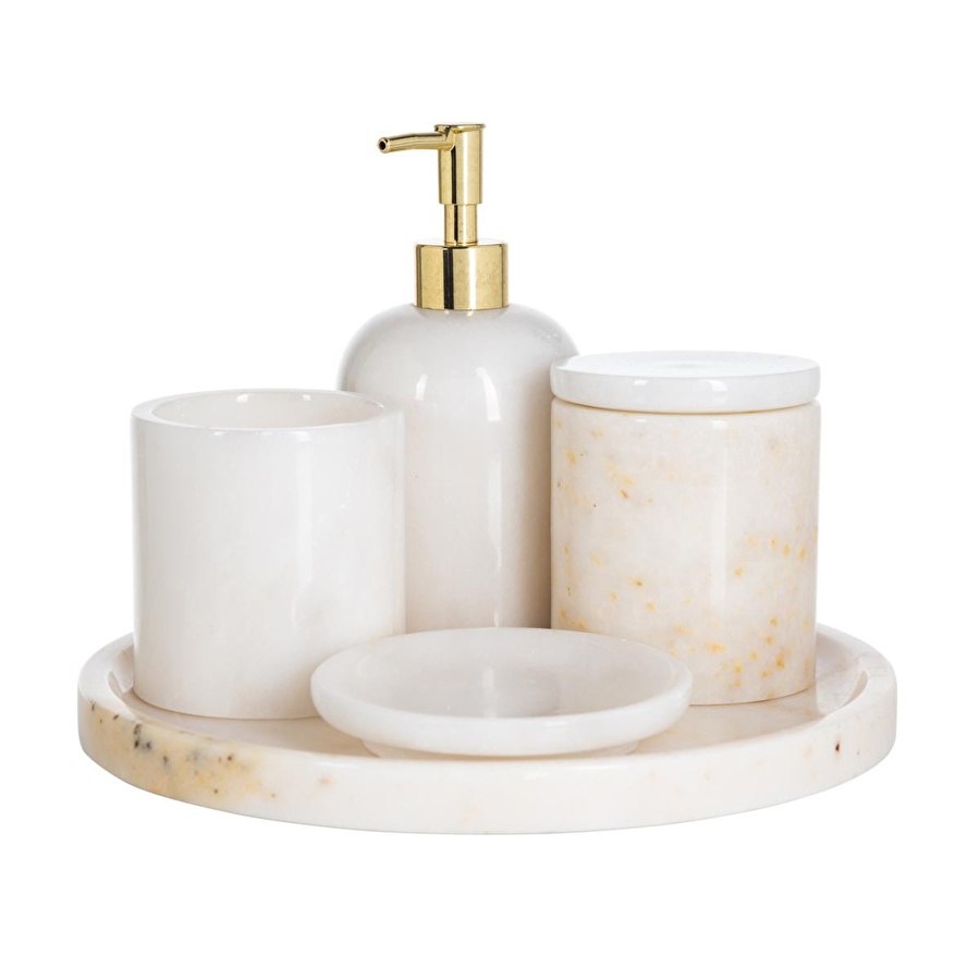 Mudo Home Marble Beyaz 5'li̇ Banyo Seti̇