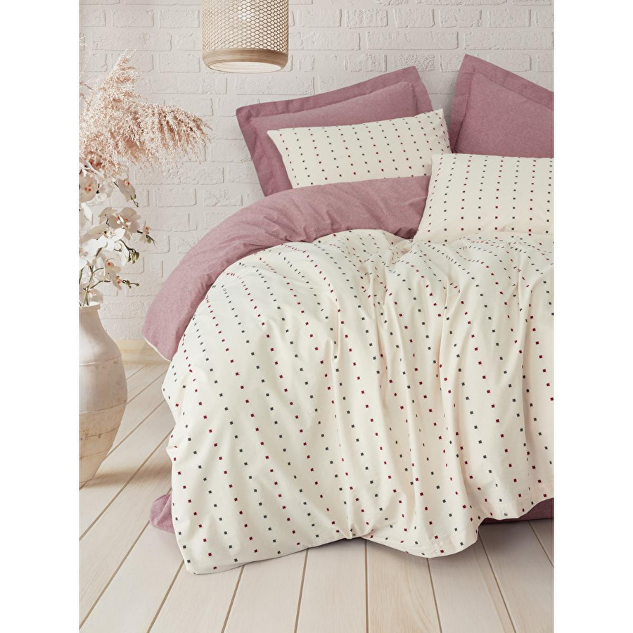 Cotton Box Loopra Çift Kişilik Nevresim Takımı Veyra Bordo