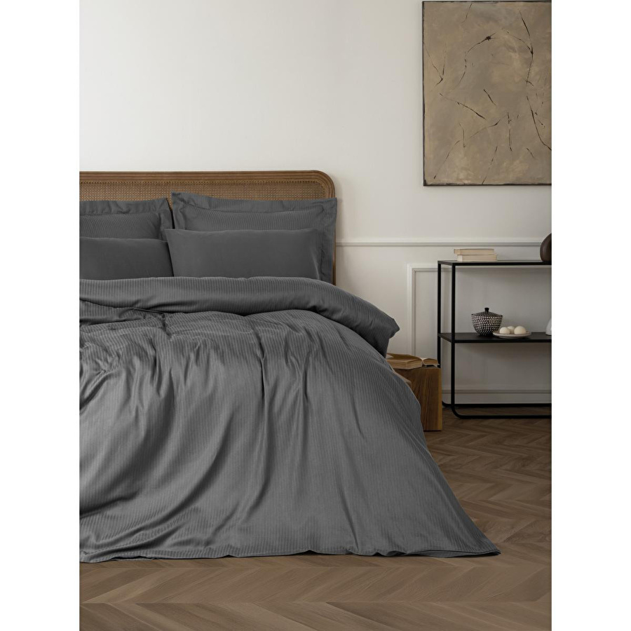 Cotton Box Tensel Craft Çift Kişilik Nevresim Takımı Antrasit