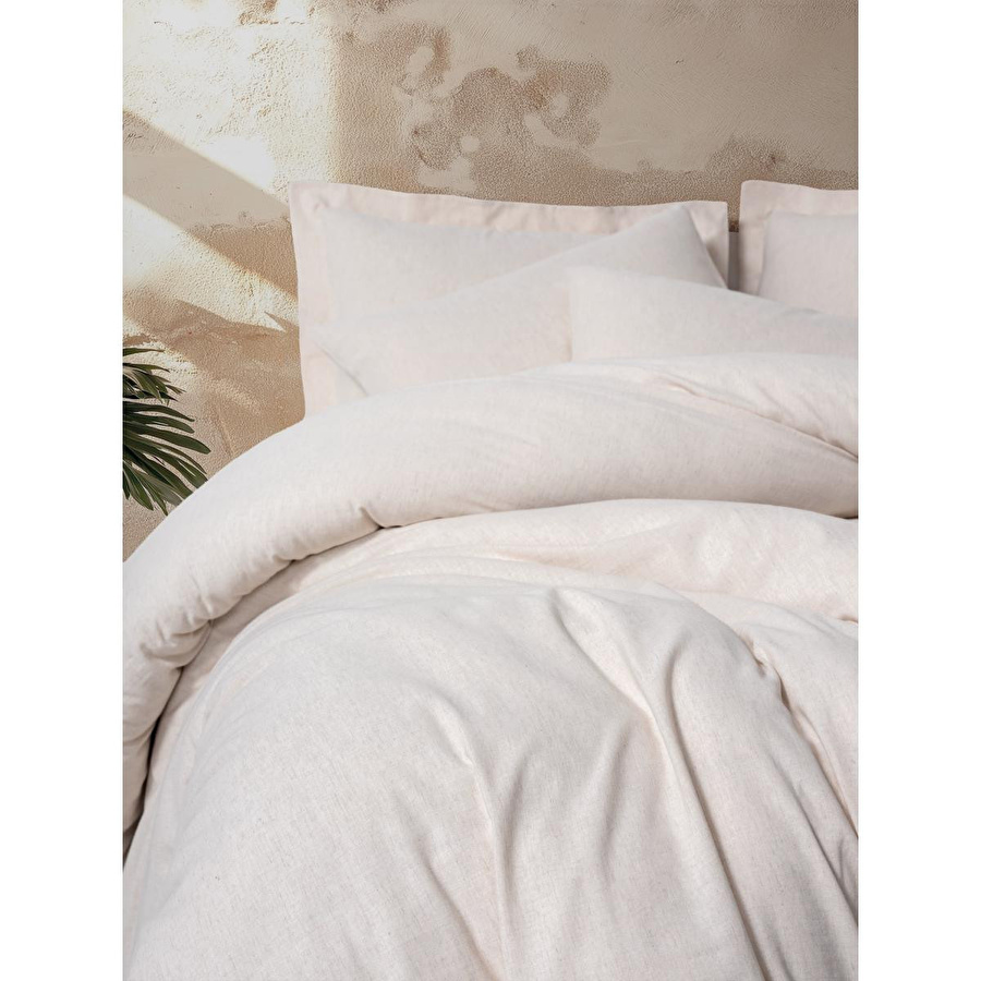 Cotton Box Cotton Keten Çift Kişilik Nevresim Takımı Basic Bej