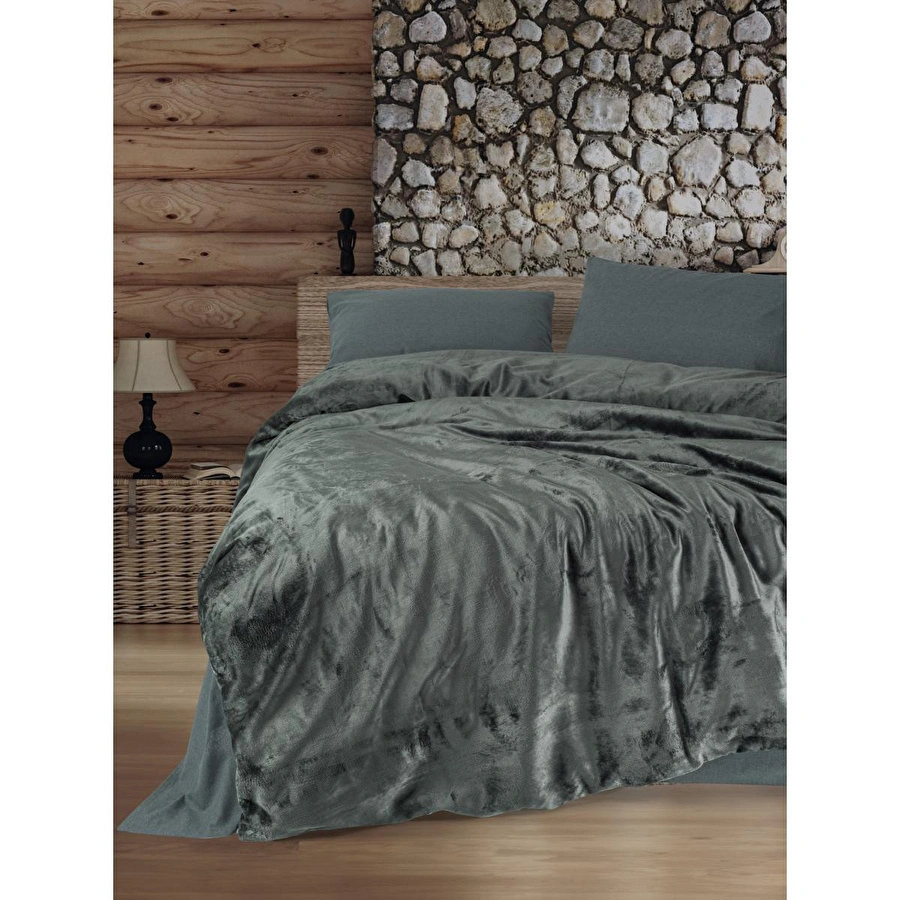 Cotton Box Velvet Çift Kişilik Nevresim Takımı Flossy Gri