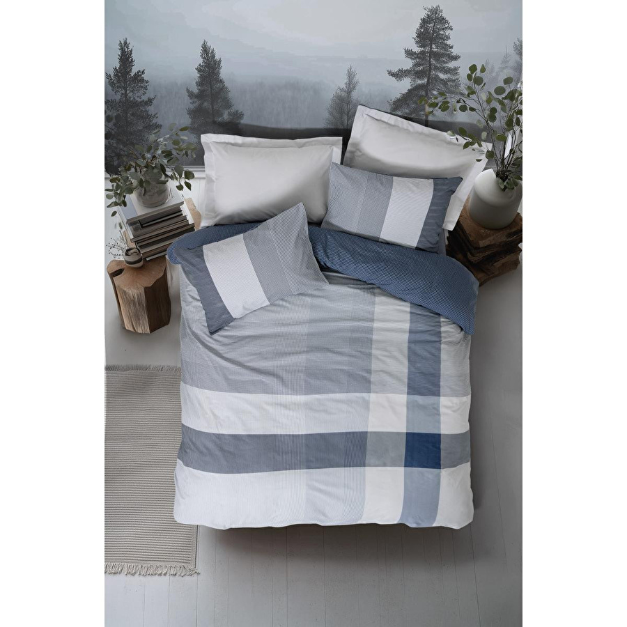 Cotton Box Nordek Ranforce Çift Kişilik Nevresim Takımı Liva Gri