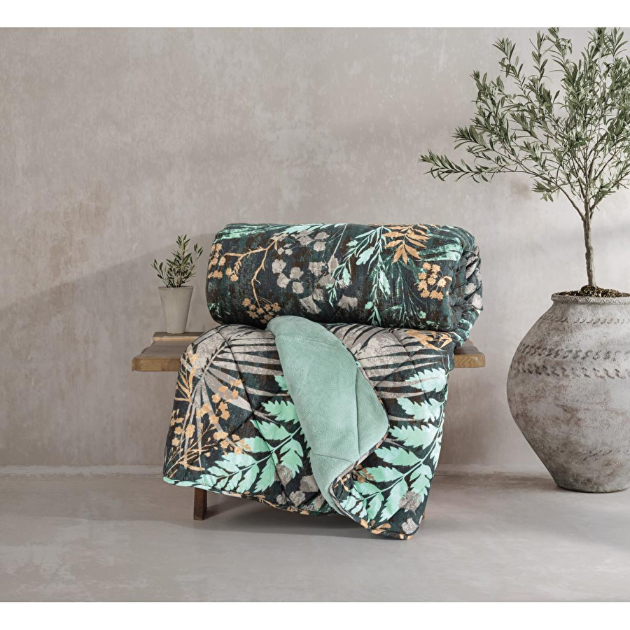 Cotton Box Velvet Tek Kişilik Yorgan Clorasa Mint 155x215 Cm